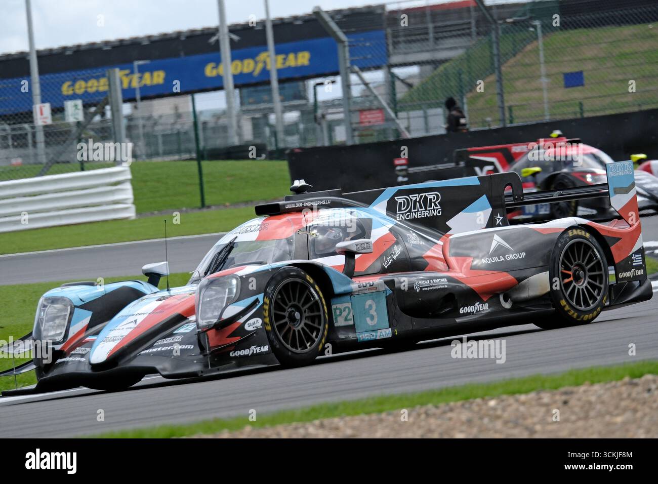 Towcester, UK. 12th Sep, 2025. ELMS - European Le Mans Series, Goodyear 4 Hours of Silverstone 2025 [3]/DKR ENGINEERING/Oreca 07 - Gibson/Georgios KOLOVOS (GRE)/Laurents H…RR (GER)/Felipe FRAGA (BRA) on track action during practice session for the European Le Mans Series, Goodyear 4 Hours of Silverstone 2025 at Silverstone Circuit, United Kingdom, from 12th - 14th September 2025. ( Credit: Rob Gray/Alamy Live News Stock Photo
