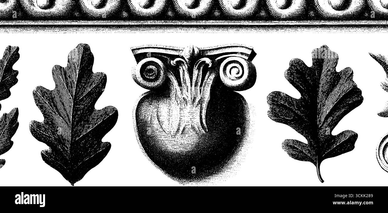 Fragmented temple engravings: classical architectural elements for ...