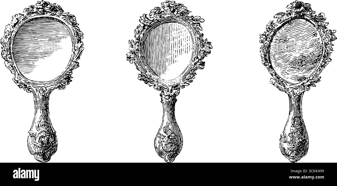 Handheld mirror vector Stock Vector Images - Alamy, image size:1300x718