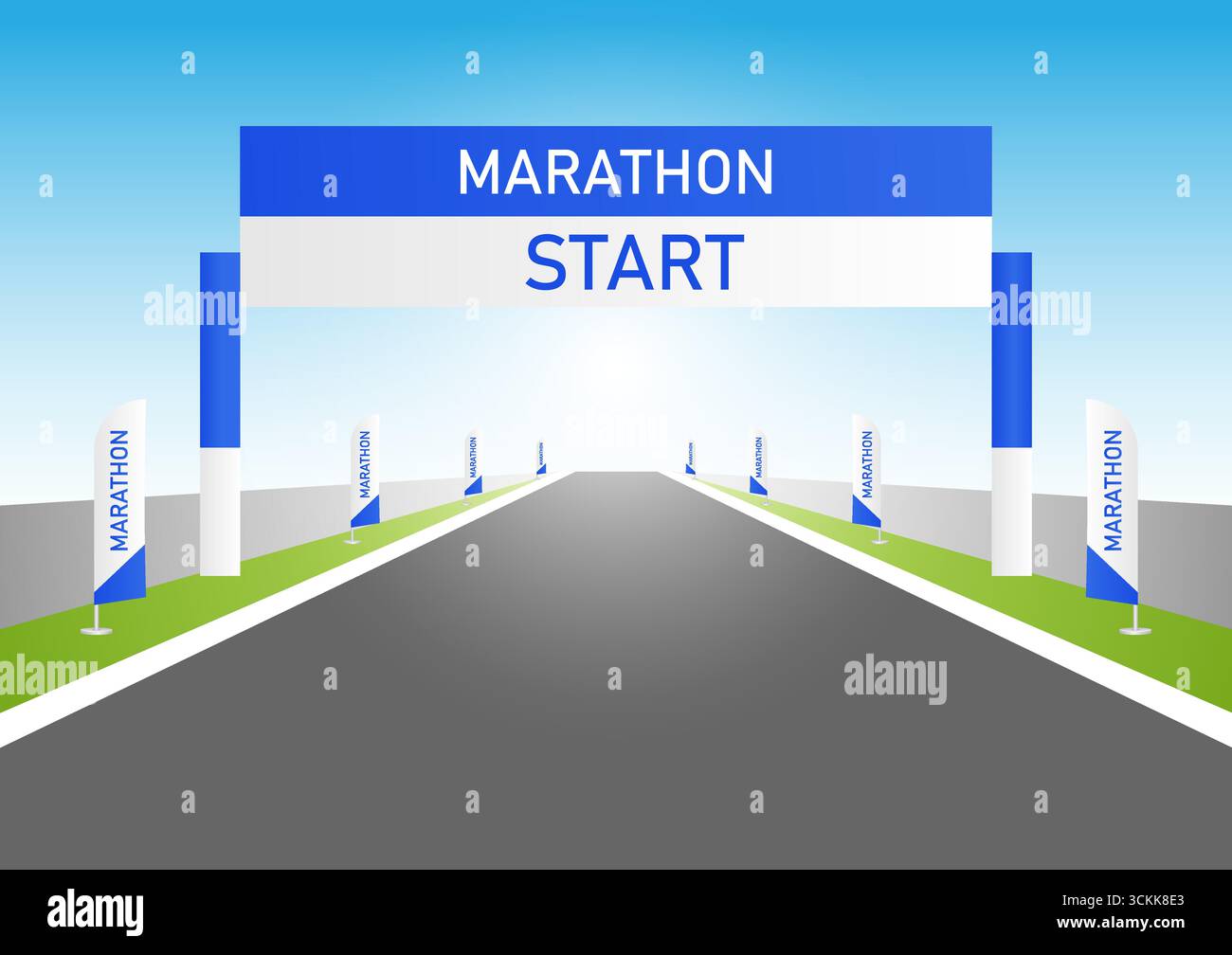 Marathon Running Event Concept. Marathon Signboard 42.195 Kilometers ...