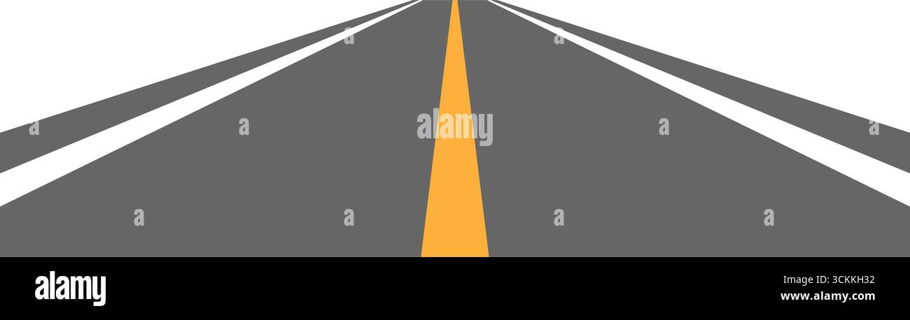 Empty Asphalt Road. Vector Illustration Isolated on White Background. Stock Vector