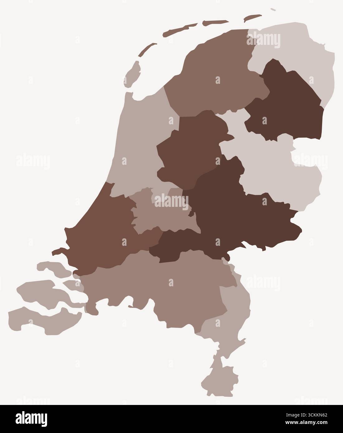 Map of Netherlands with regions. Just a simple country border map with ...