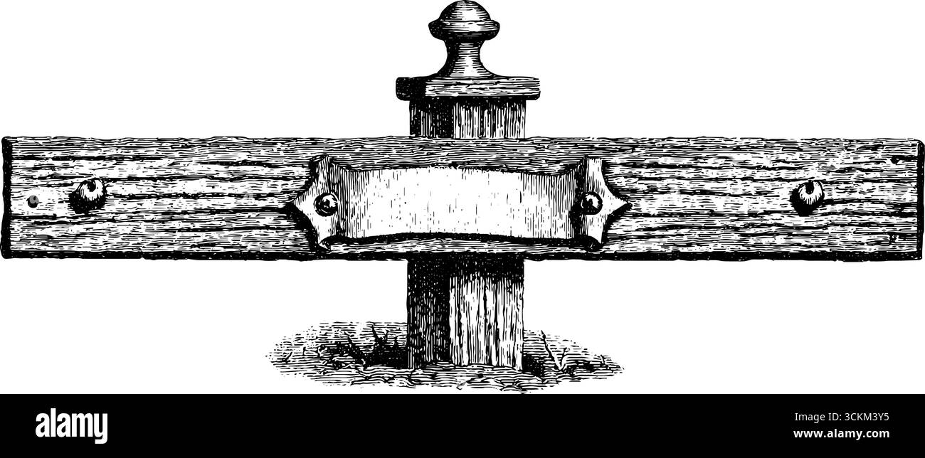 Vintage engraved illustration of rustic row marker with faded label for ...