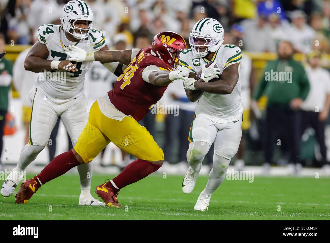 Jacobs Running Back Green Bay Packers running back Josh Jacobs (8) rushes during an NFL ...