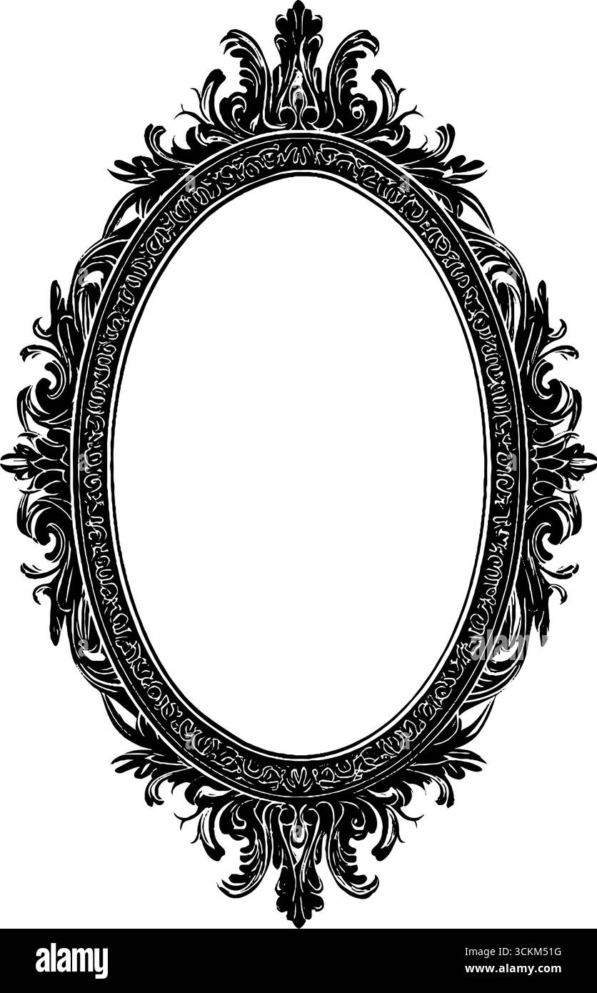 Elegant black and white ornate frame design for vintage and retro decor ...