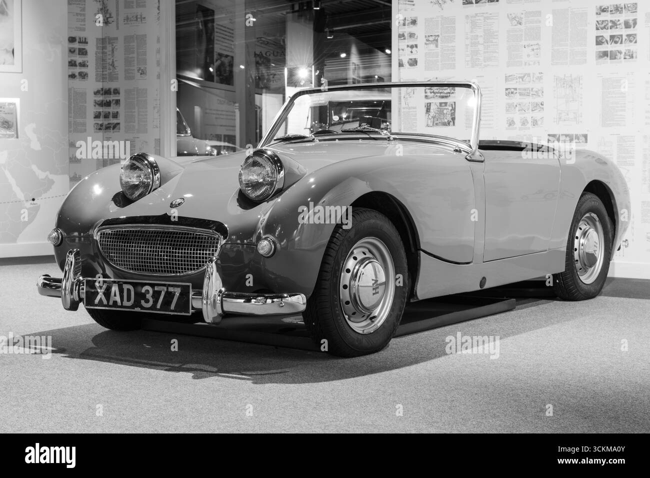 Sparkford.Somerset.United Kingdom.January 12th 2025.An Austin Healey Sprite is on show at the Haynes Motor Museum in Somerset Stock Photo