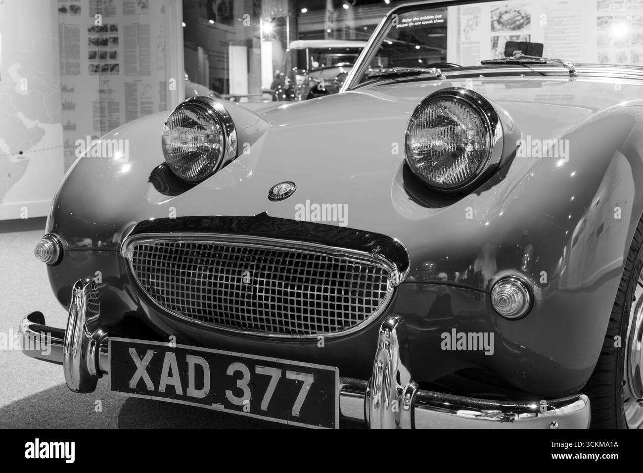 Sparkford.Somerset.United Kingdom.January 12th 2025.An Austin Healey Sprite is on show at the Haynes Motor Museum in Somerset Stock Photo
