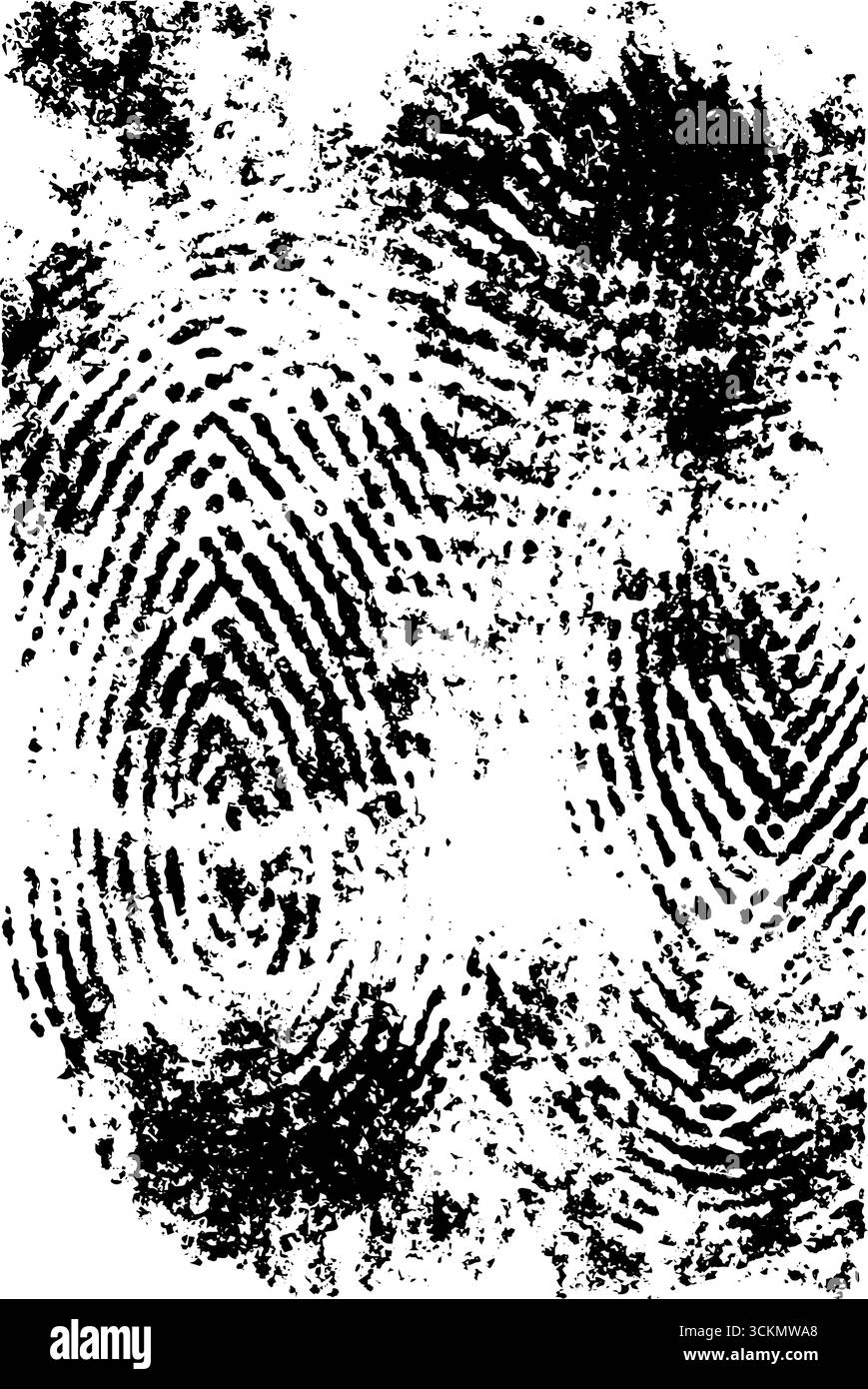Black and white fingerprint texture for forensic and design applications. Stock Vector