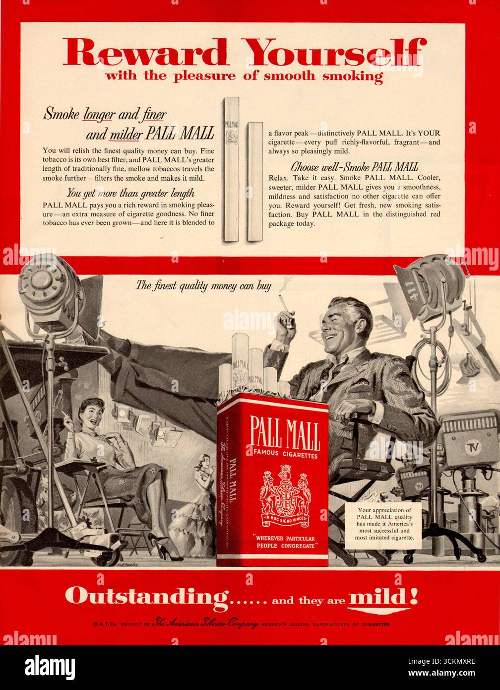 1954 Pall Mall Cigarettes ad, 