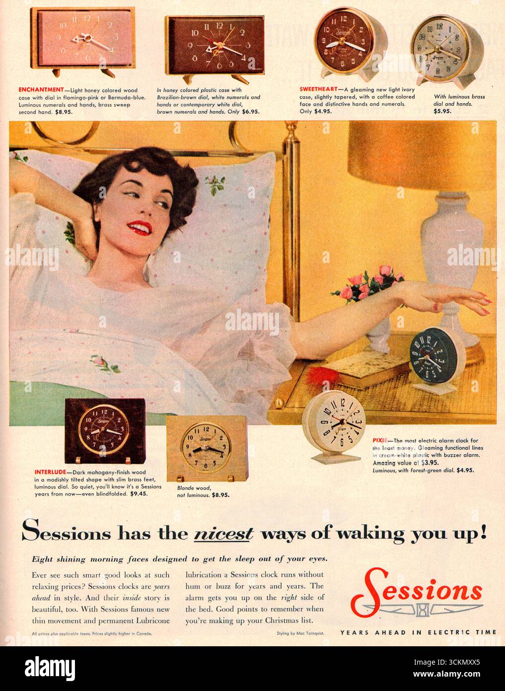 1955 Sessions alarm clock ad Stock Photo