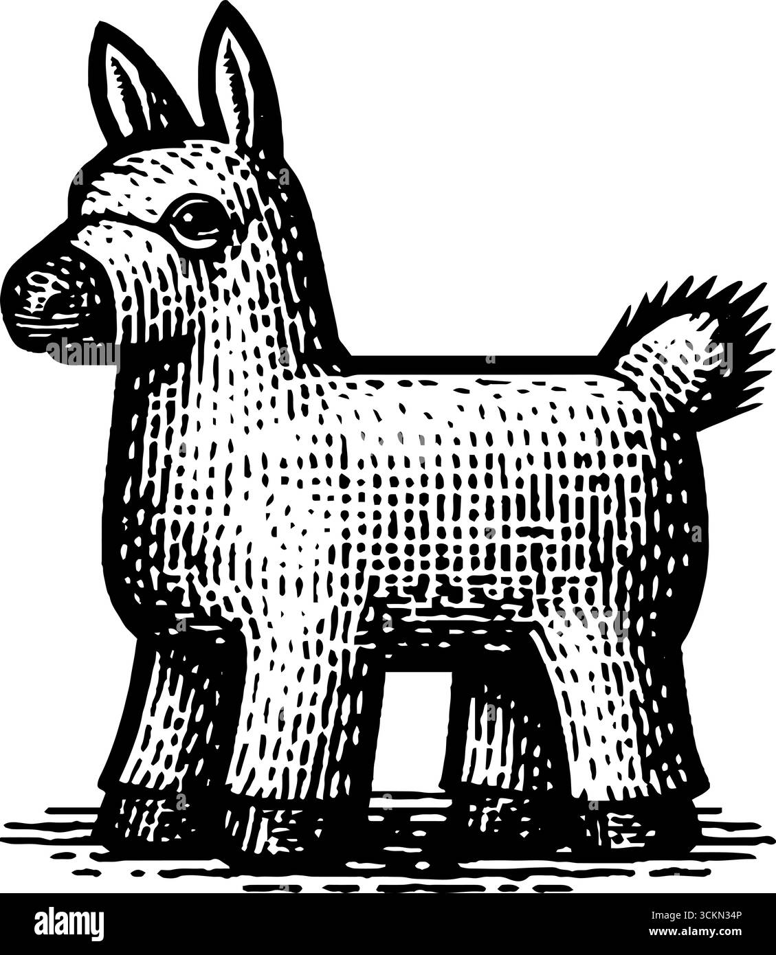 Engraved pinata illustration with black bold lines - festive design for ...