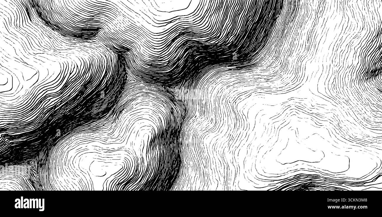 Intricate engraved topographic map with contour line patterns for ...