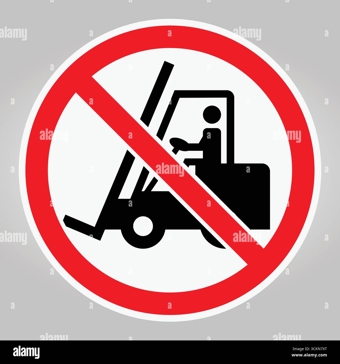 This safety sign indicates no access for forklifts in designated areas ...