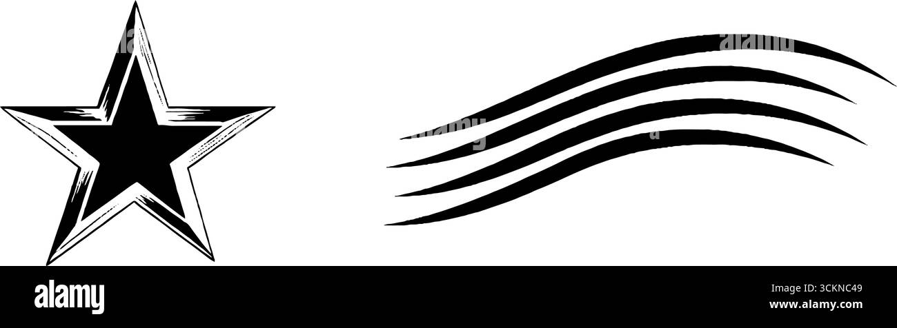 Engraved star and simple wave designs for creative projects Stock ...