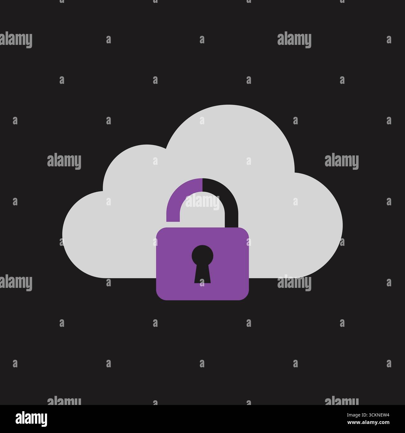 Secure cloud computing data protection concept with padlock and white cloud icon vector Stock Vector