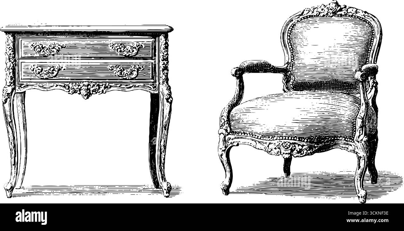Elegant queen anne furniture set featuring ornate dressing table and