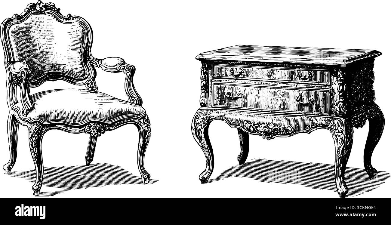 Queen anne chair Stock Vector Images - Alamy, image size:1300x748