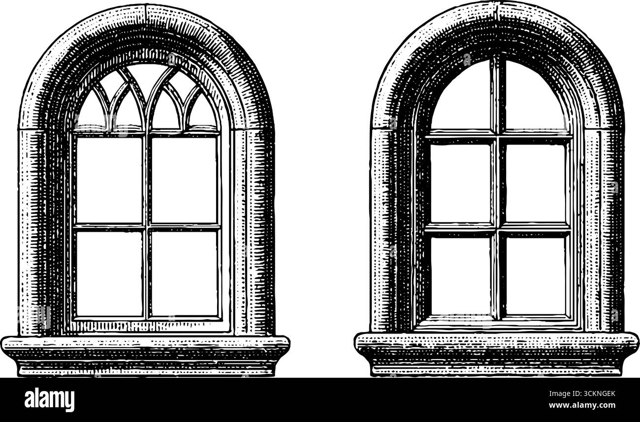 Renaissance arched windows Stock Vector Images - Alamy