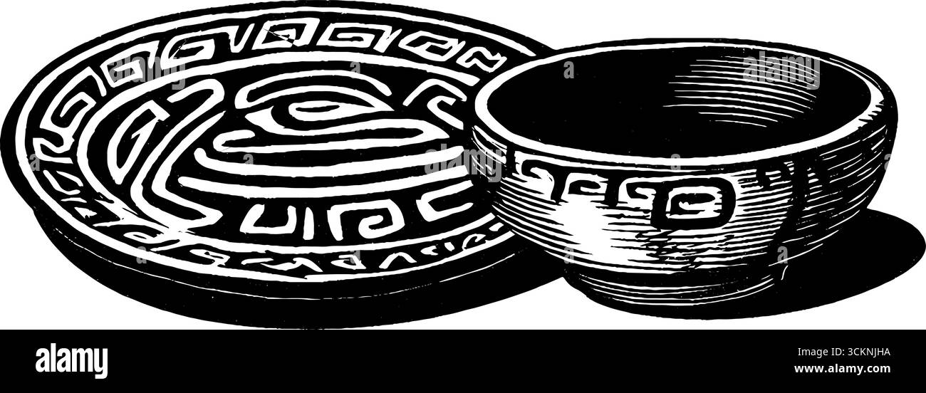 Ancient inca carved stone engraving set featuring traditional patterns ...