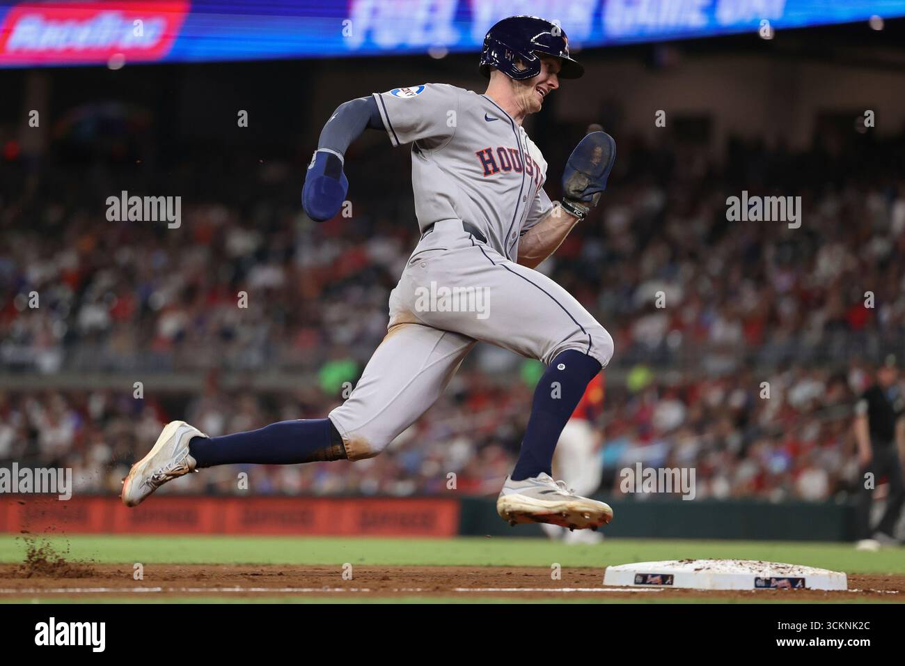 Houston Astros' Zach Cole rounds third base in the fifth inning of a ...