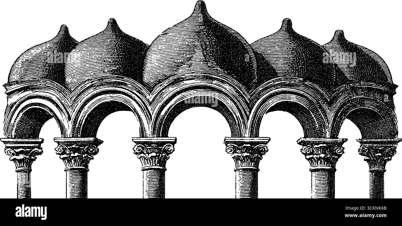 Renaissance architecture engraving: detailed arch and column design for ...