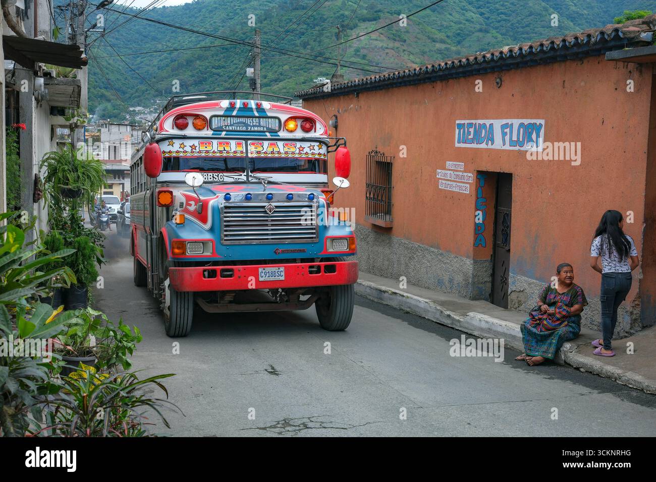 San Antonio Aguas Calientes, Guatemala - June 28, 2025: Chicken bus, a ...