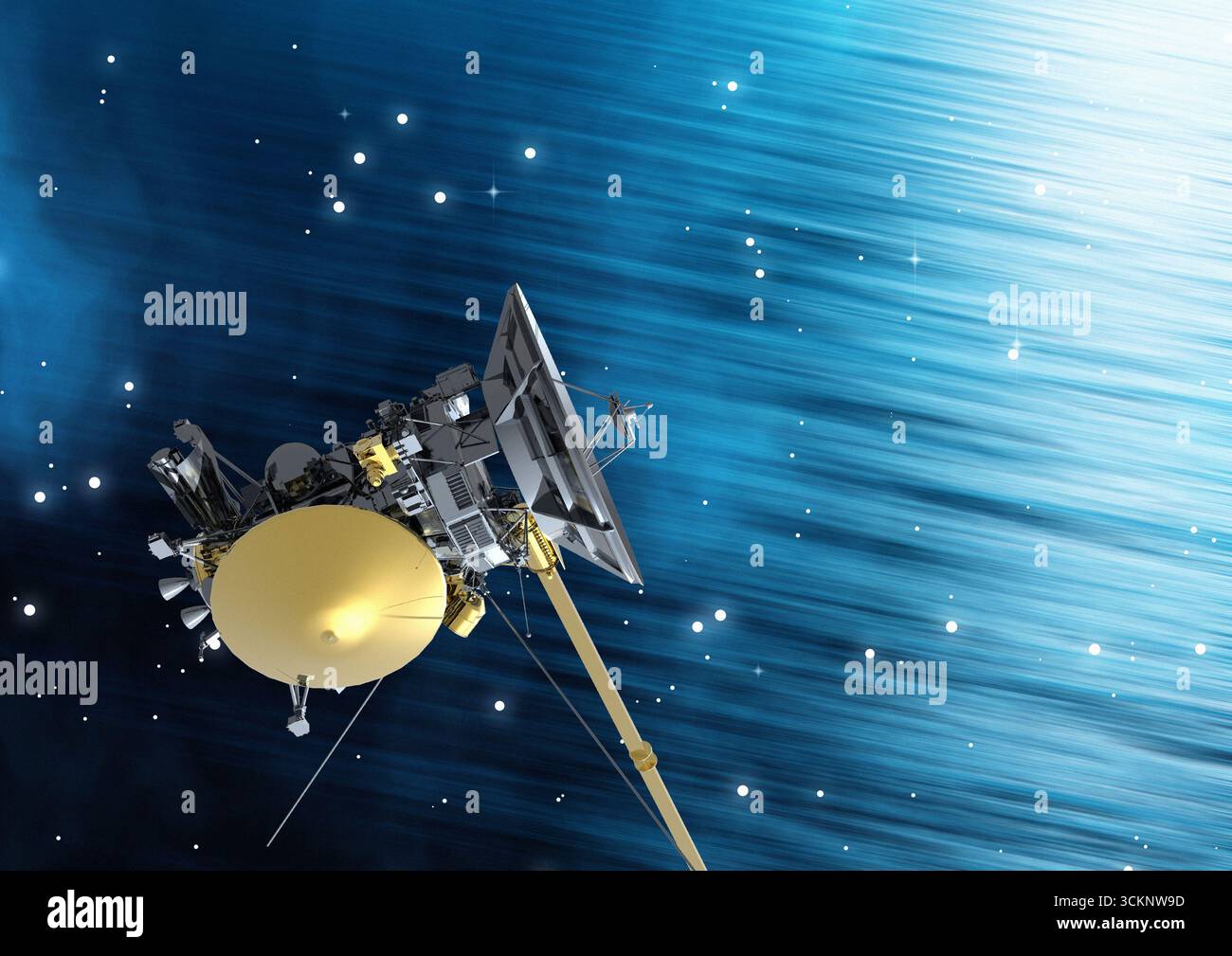 Illustration of a satellite in deep space. Stock Photo
