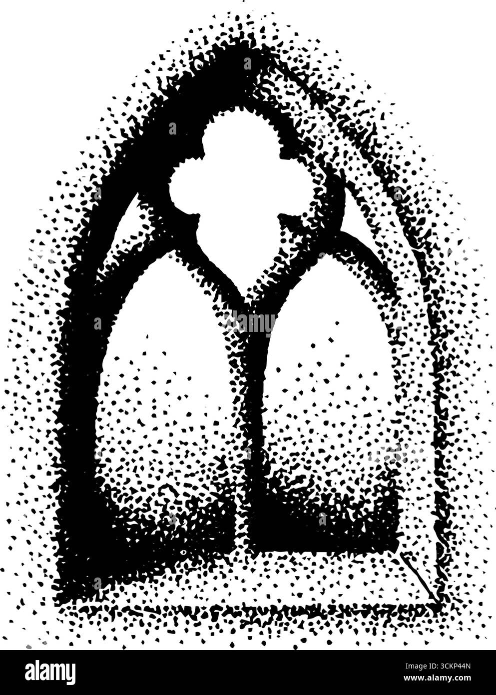 Gothic window ink stippling art with detailed halftone effects Stock ...