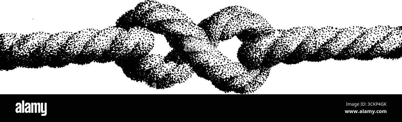 Intricate stippling ink illustration of a rope knot for design and art ...