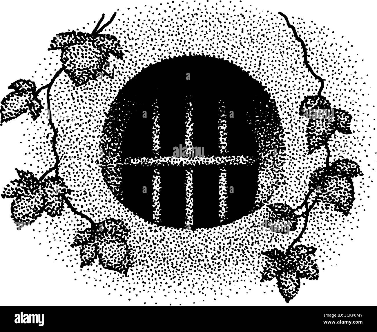 Stipple Window Hyper detailed stippling ink illustration featuring circular window ...