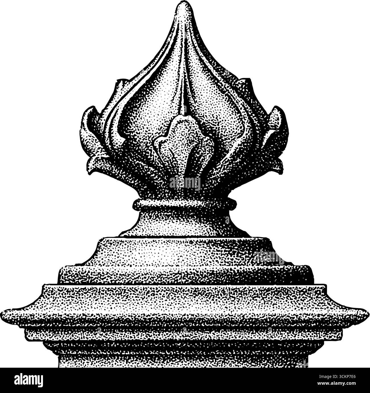 Ornate cast iron fence post cap with finial design for gothic ...
