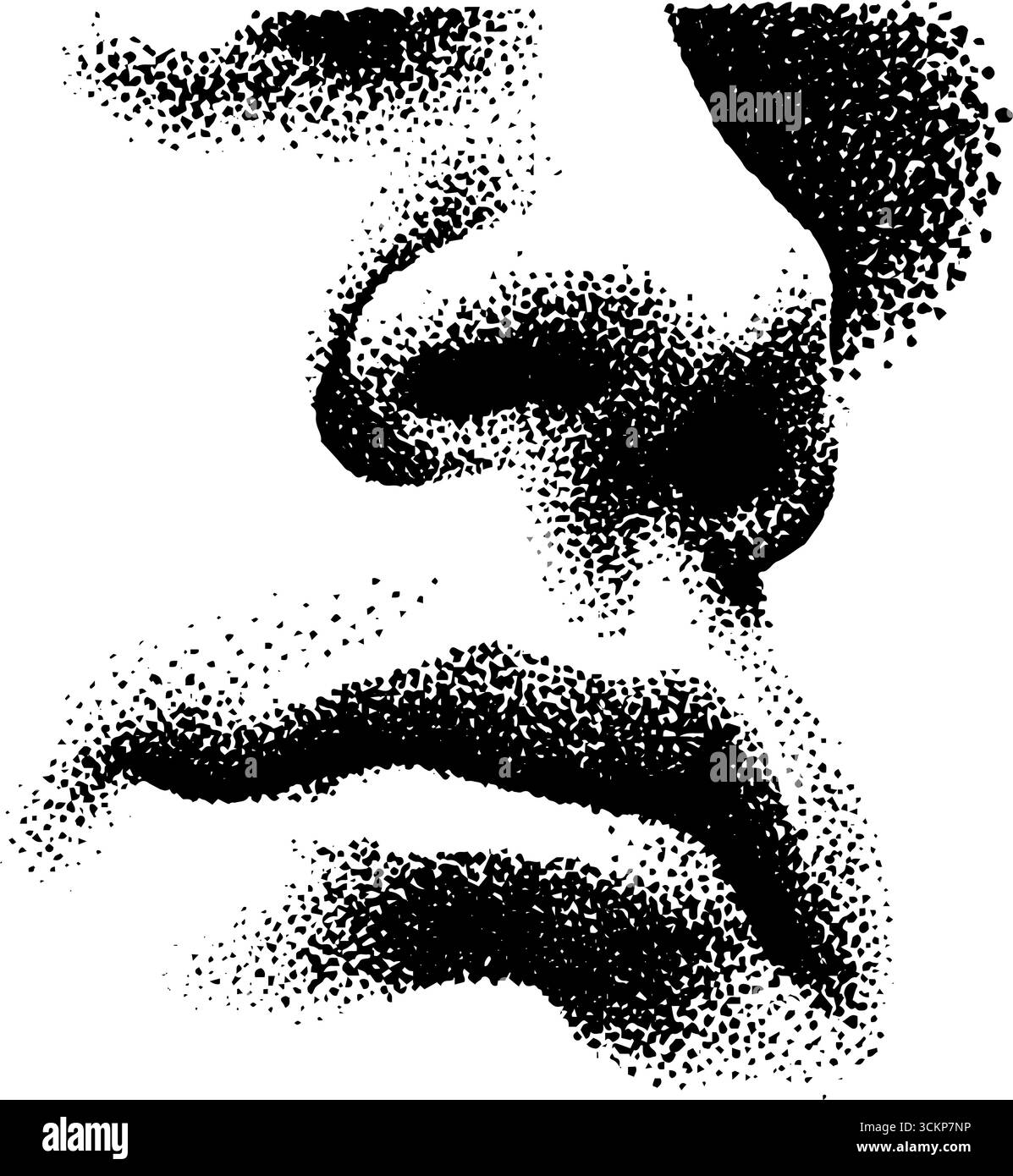 Hyper detailed stippling ink halftone illustration of a human face ...