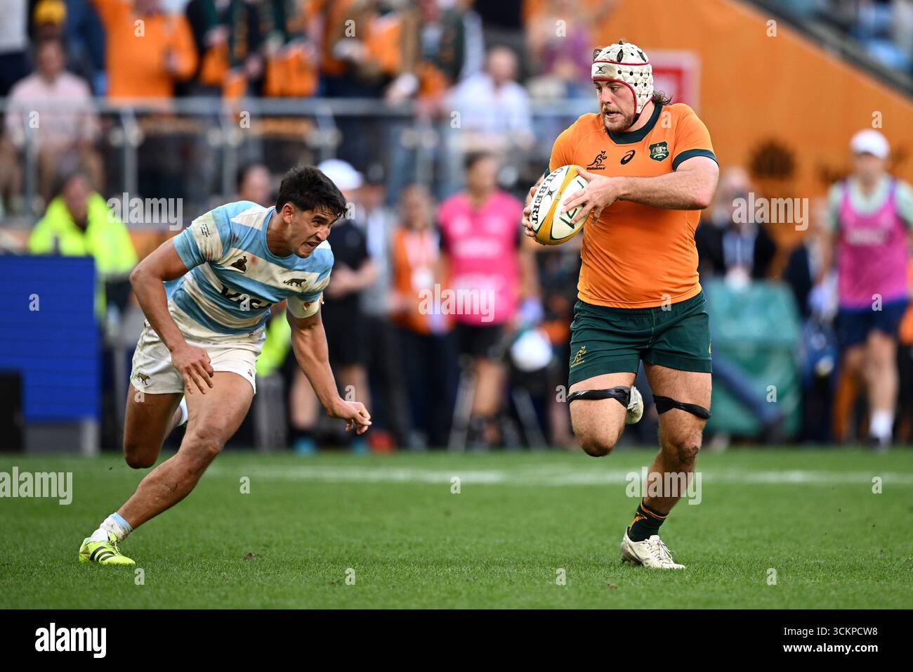 Mr Frasser Rugby Fraser McReight of Australia makes a break during the Rugby ...