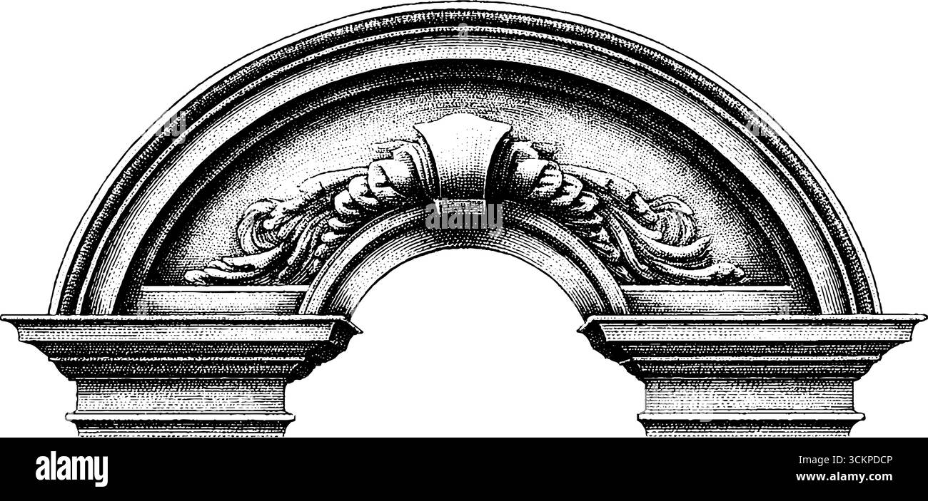 Detailed renaissance architrave with ornate carved moulding design for ...