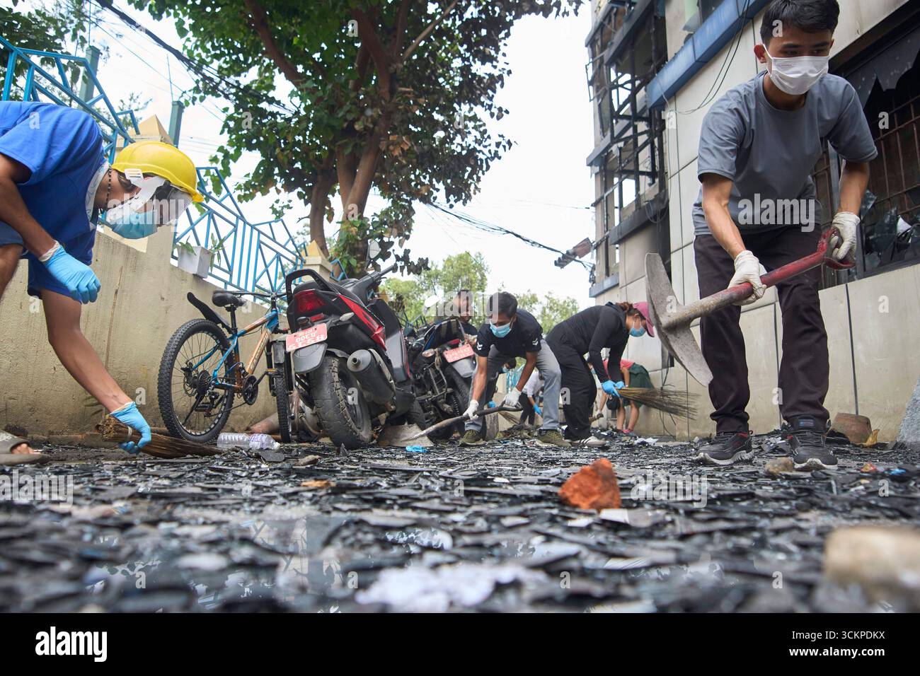 Volunteers from Maitry Nepal clean police station which was vandalized ...