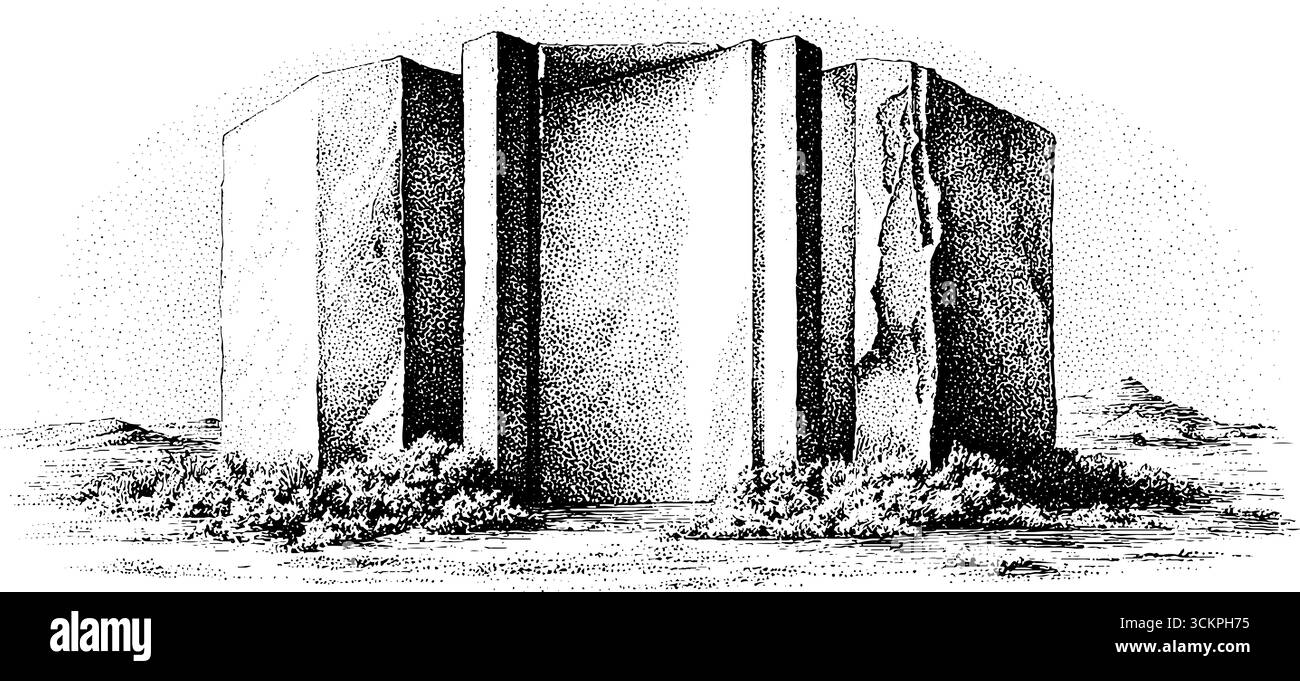 Brutalist architecture: sharp edged concrete structure in desert ...