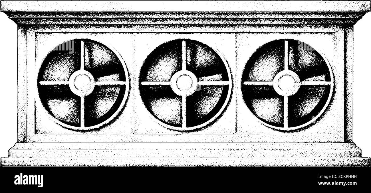 Dotwork tattoo design of server rack cooling fan vents for tech ...
