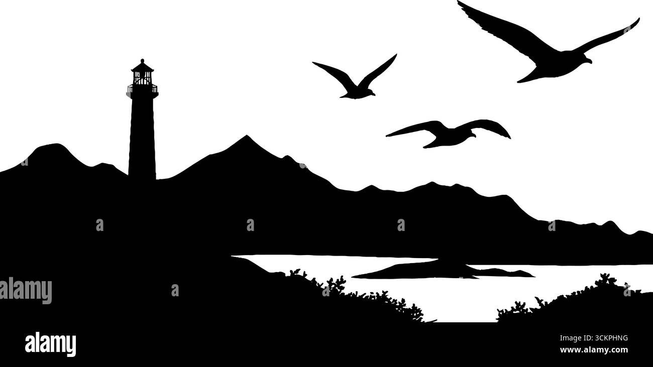 Coastal scene view ocean Stock Vector Images - Alamy