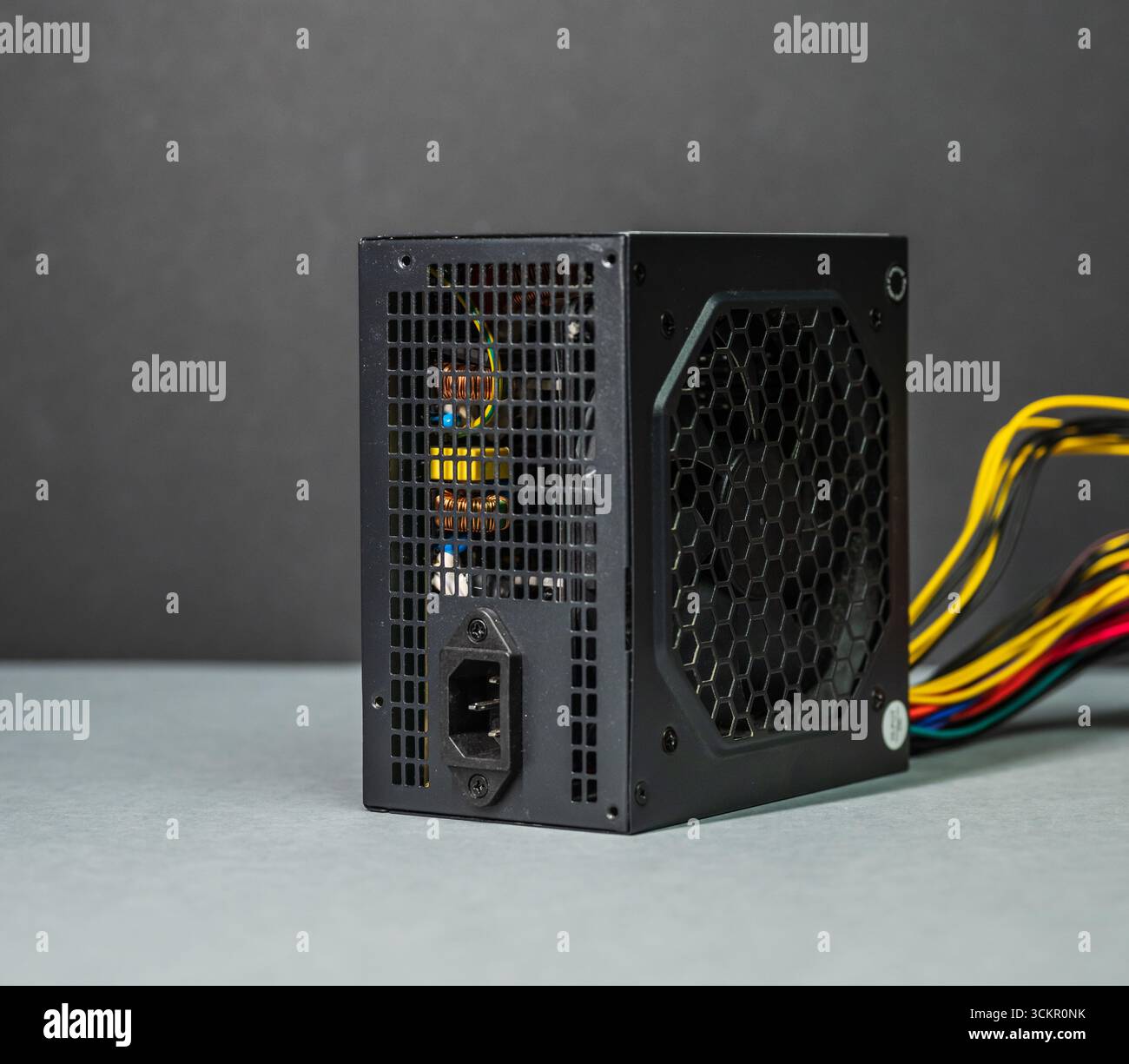 Pc Power Source Socket computer power supply unit with power socket and cables Stock Photo - Alamy