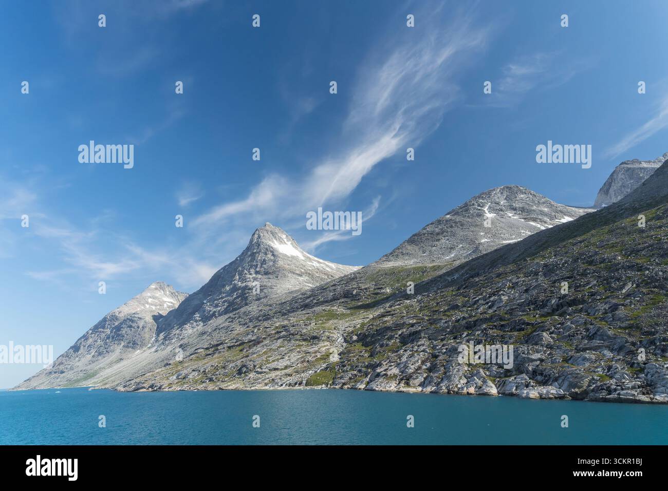 view of mountain scenery, Prince Christian Sound, Greenland, Europe, 3 August 2025 Stock Photo