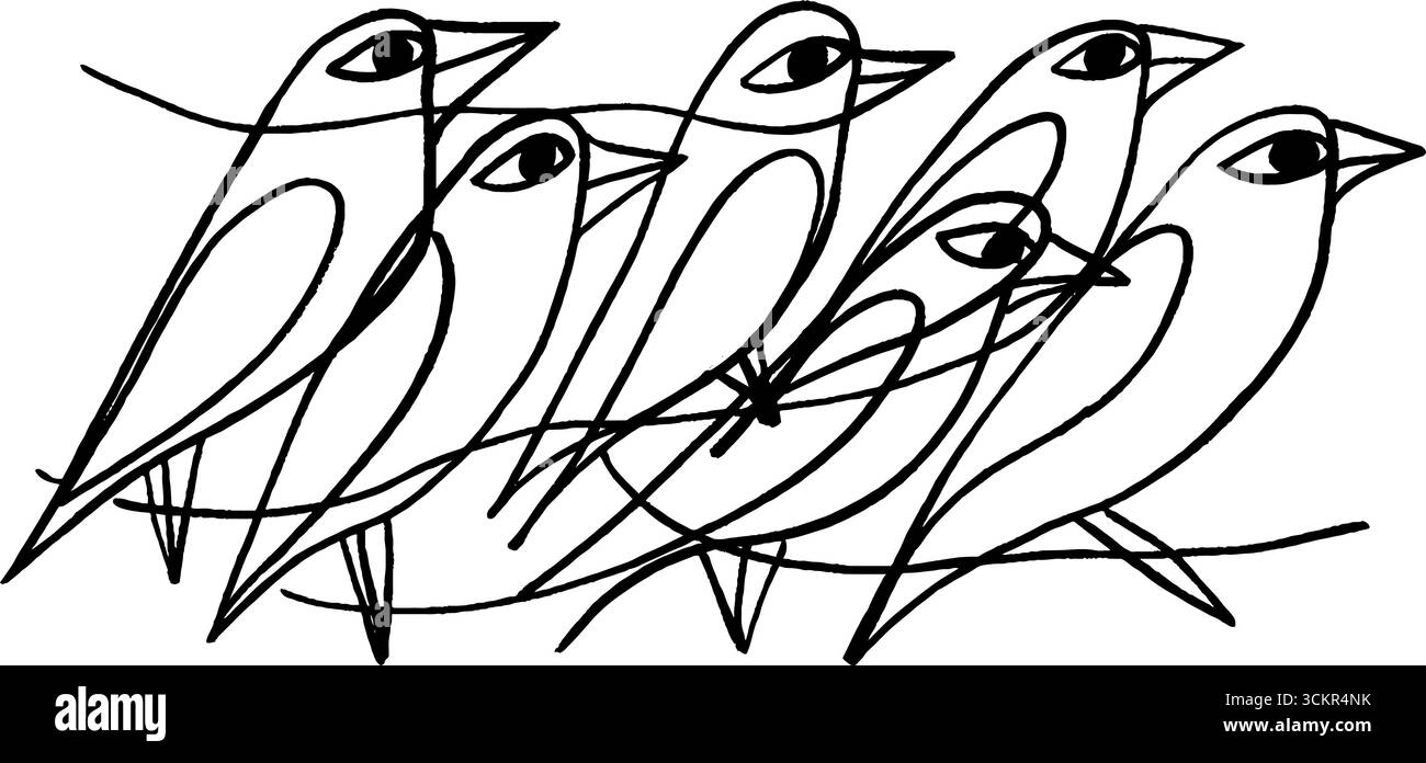 Minimalist line art of birds perching on wires - banner layout design ...