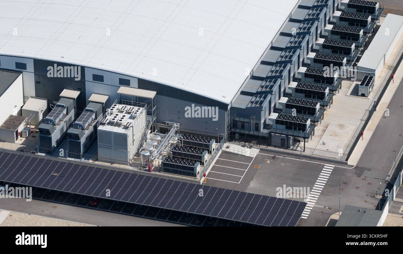 data center infrastructure in Northern Italy, Milan. Big data, cloud computing, server space and col location. High power computing. Stock Photo