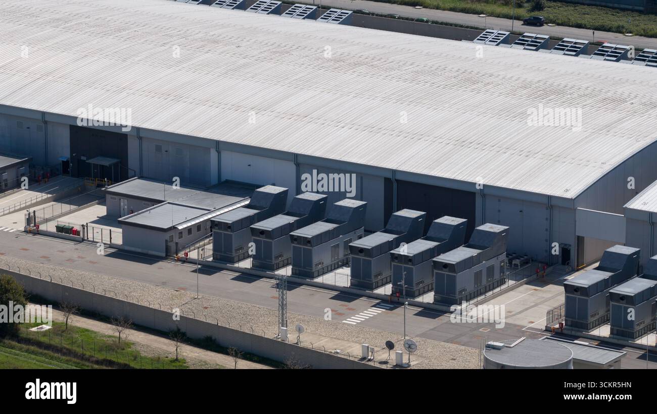 data center infrastructure in Northern Italy, Milan. Big data, cloud computing, server space and col location. High power computing. Stock Photo