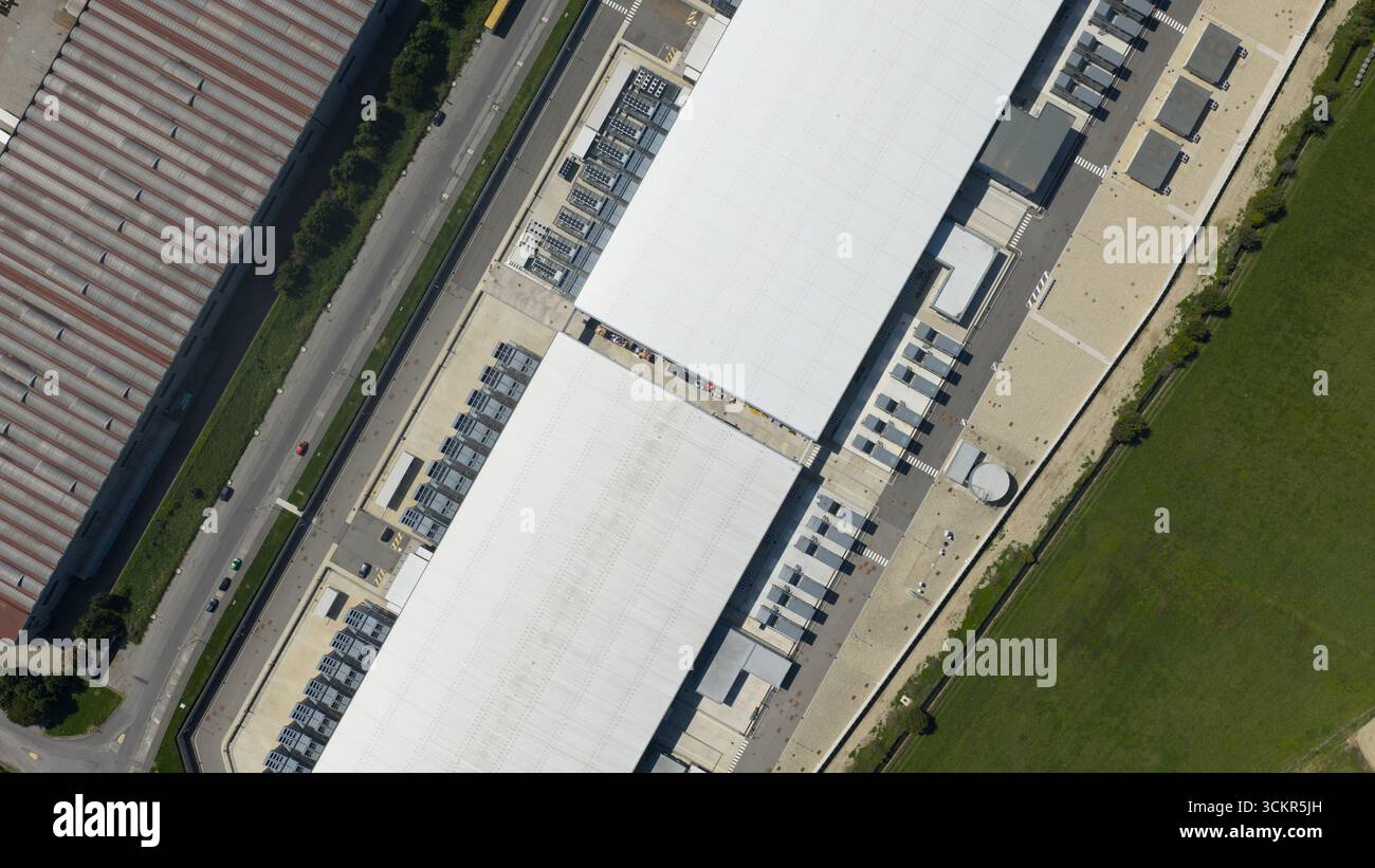 data center infrastructure in Northern Italy, Milan. Big data, cloud computing, server space and col location. High power computing. Stock Photo