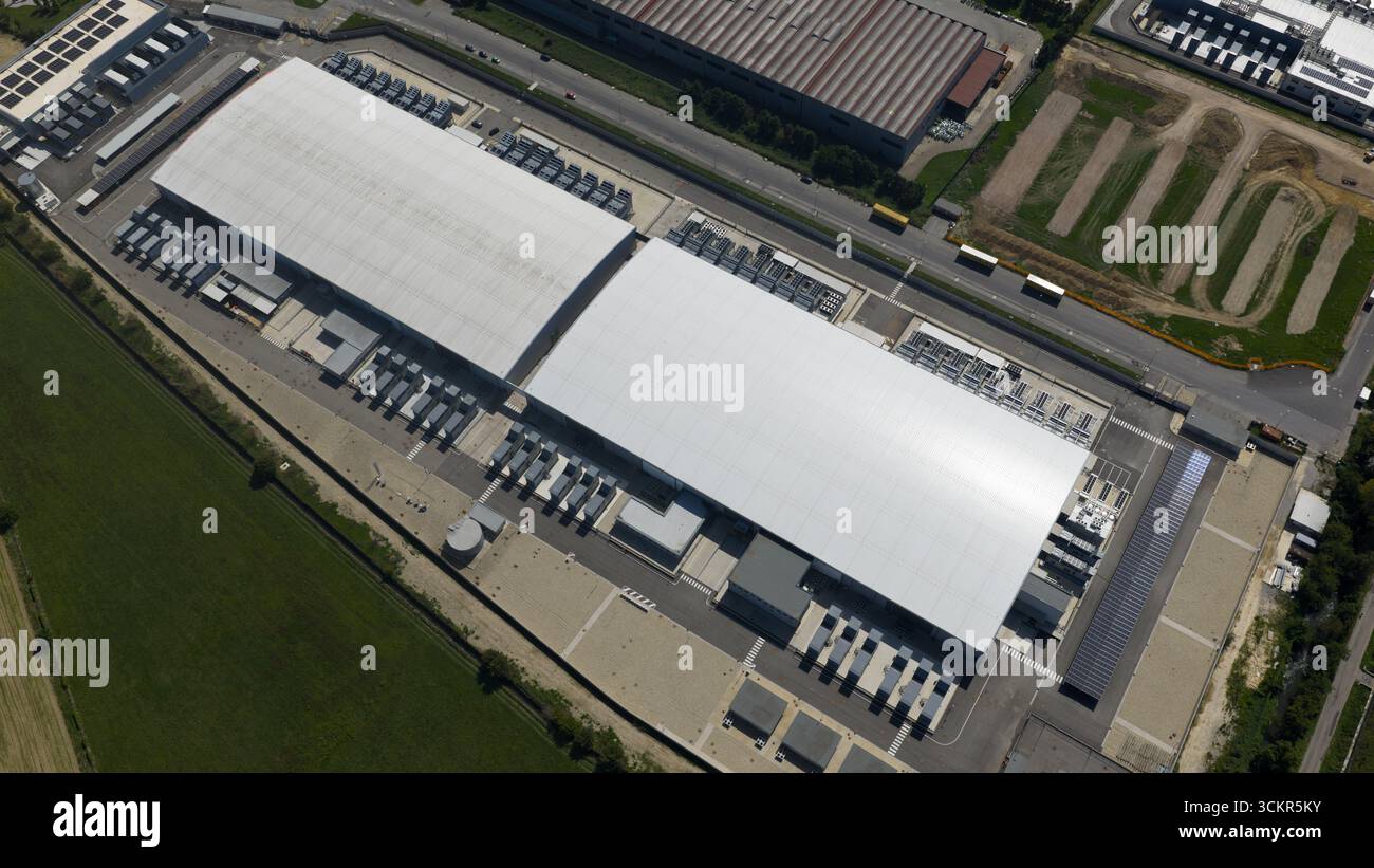 data center infrastructure in Northern Italy, Milan. Big data, cloud computing, server space and col location. High power computing. Stock Photo