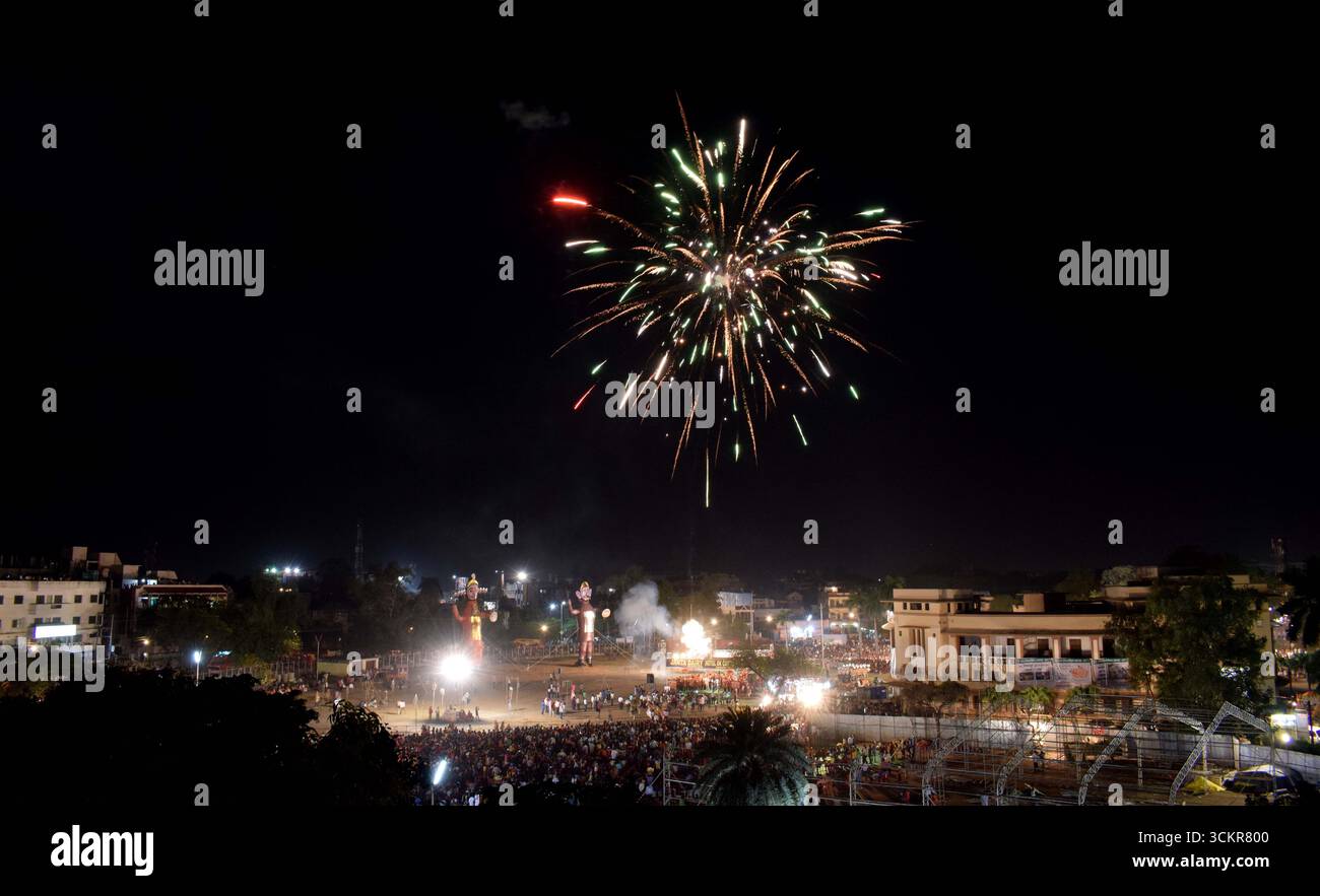 Ravan dahan marks victory of good The burning effigy of Ravana on the ...
