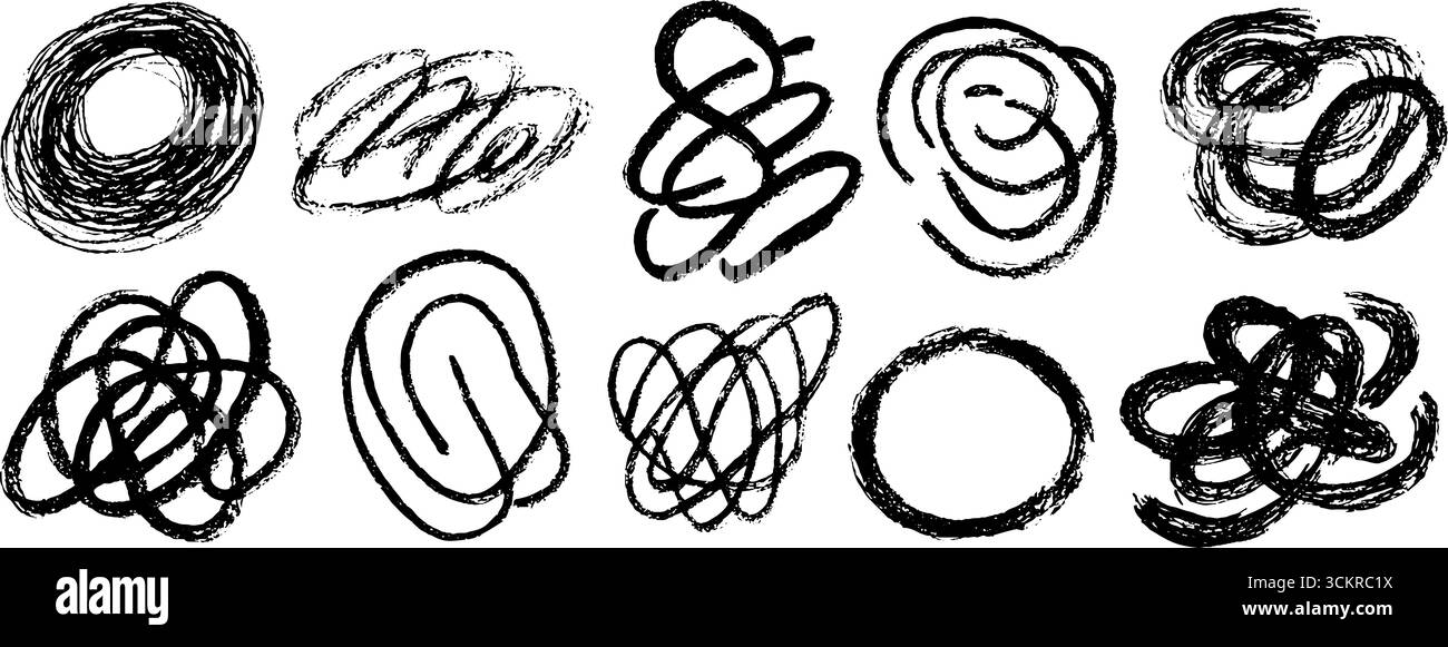Abstract line art collection featuring twelve unique hand-drawn knot designs. Stock Vector