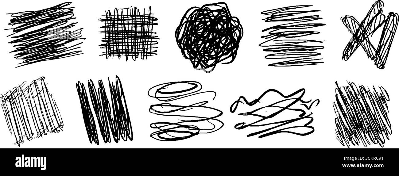 Abstract hand drawn grid and line fragments for artistic design ...