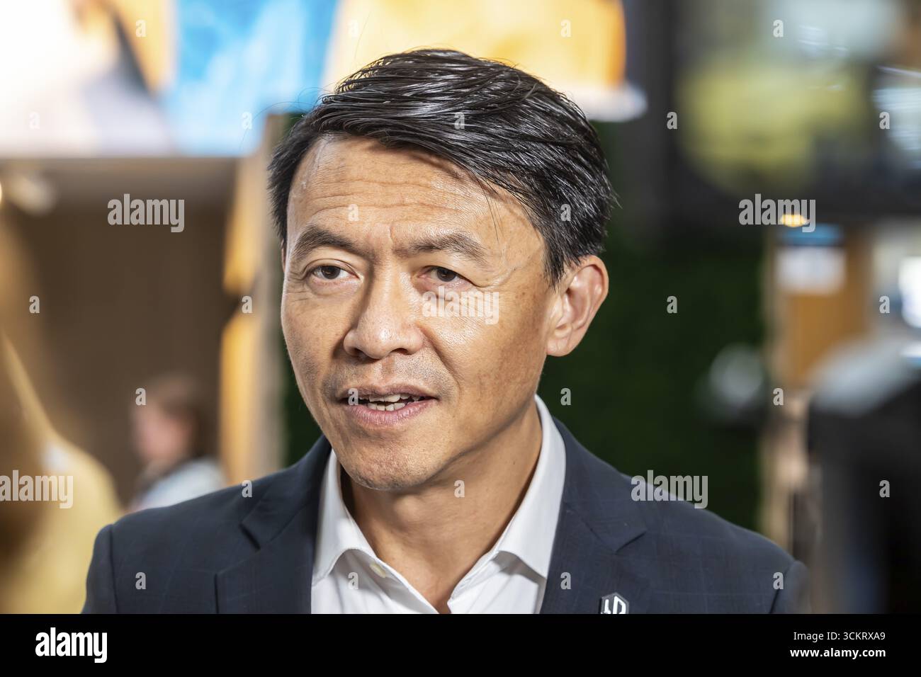 Tianshu Xin, CEO Leapmotor International. Exhibition stand of the ...