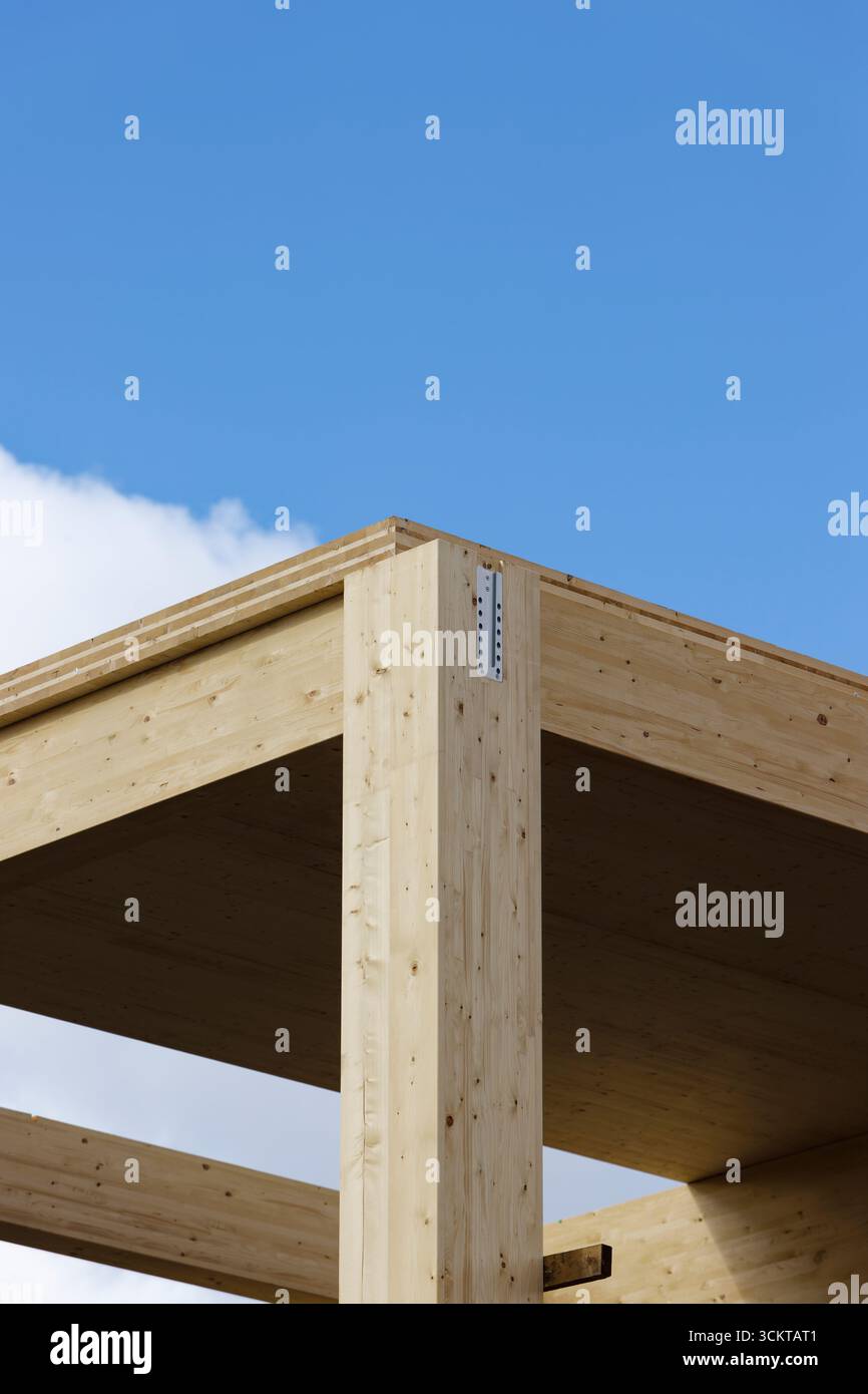 Glulam timber frame, laminated timber beams, column and roof on Bury ...